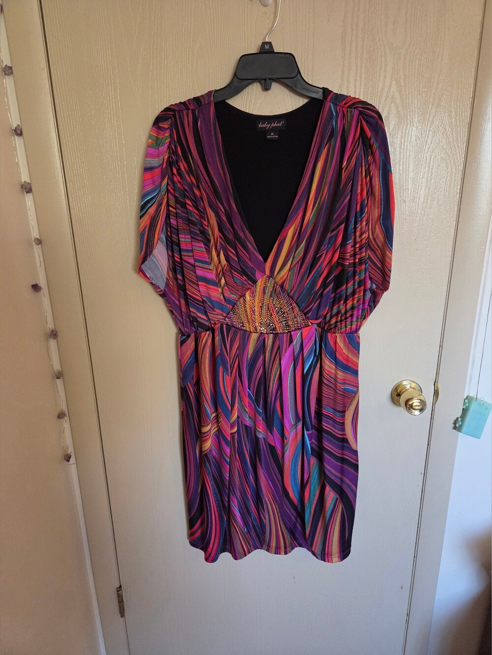 Baby Phat Vibrant Abstract Multicolor Mini Dress Y2K Vintage Womens Size 2XL